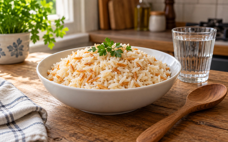 Tane tane pişmiş pirinç pilavı