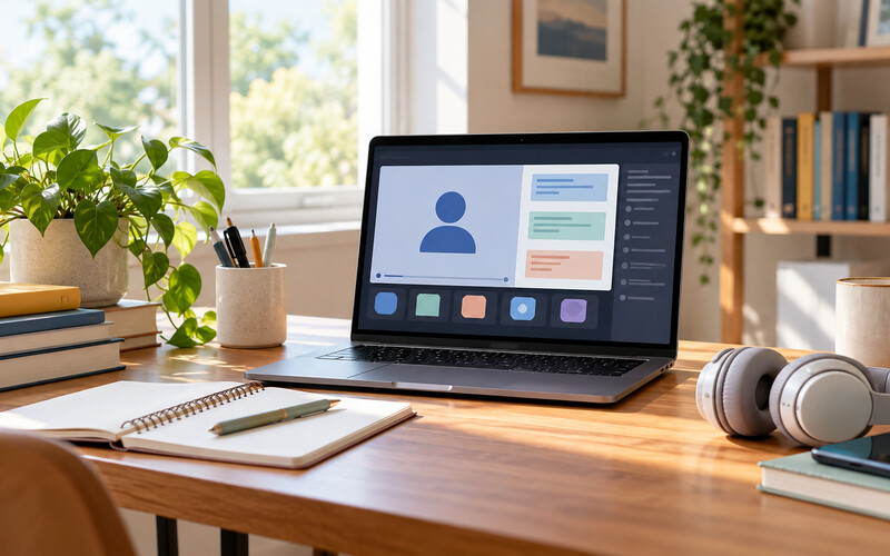 Dizüstü bilgisayar yanında kurs planı ve çalışma notları