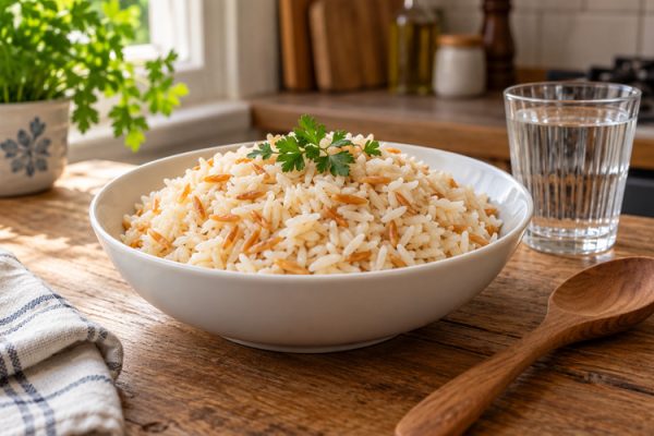 Tane tane pişmiş pirinç pilavı