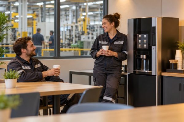 Fabrika personel dinlenme alanındaki kahve otomatı